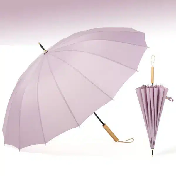 46’’x 33’’x 16K Straight Wood Handle Umbrella - Image 4