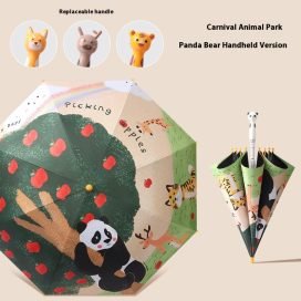 Patterned kid umbrella with custom handle